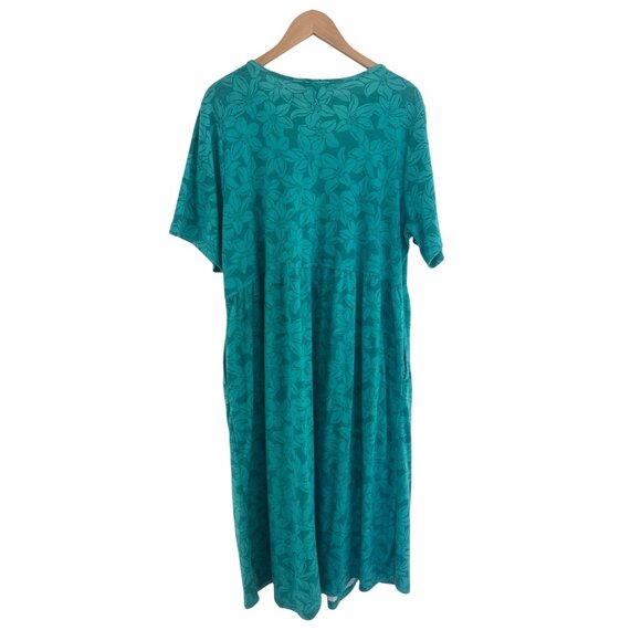 Woman Within Green Tropical Floral Knit Maxi Dress w/Pockets Size 22/24 1X 2X 3X - Picture 6 of 9